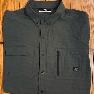 AVES Dot Air Long Sleeve Button Down Shirt, large, olive green color